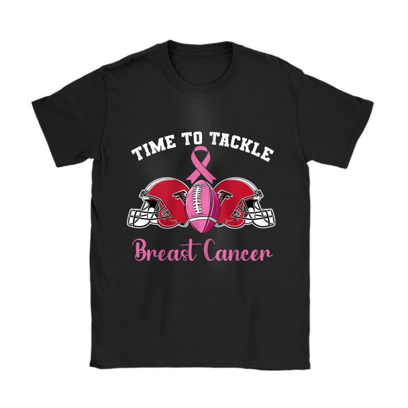 Atlanta Falcons Support Cancer Warrior x Time To Tackle Breast Cancer Unisex T-Shirt Cotton Tee TAT15864