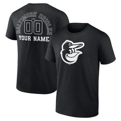 Baltimore Orioles Black Monochrome Personalized Name & Number Unisex T-Shirt Cotton Tee