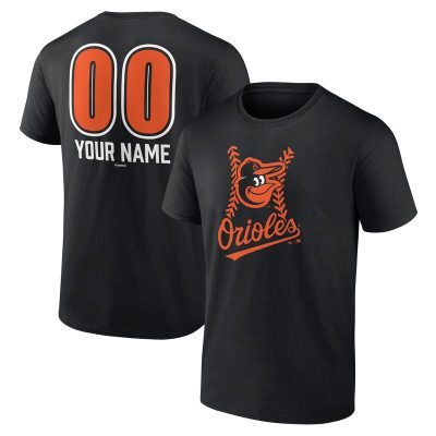 Baltimore Orioles  Black Personalized Name & Number Fastball Unisex T-Shirt Cotton Tee