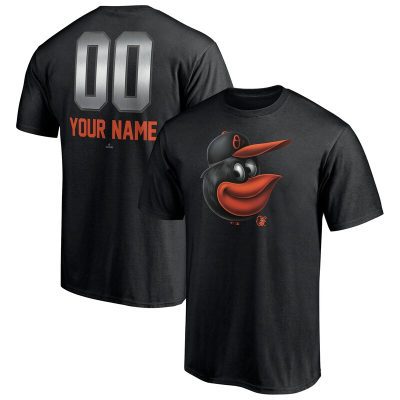 Baltimore Orioles Black Personalized Name & Number Midnight Mascot Unisex T-Shirt Cotton Tee