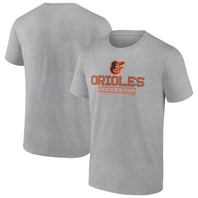 Baltimore Orioles Heather Gray Evanston Stencil Unisex T-Shirt Cotton Tee