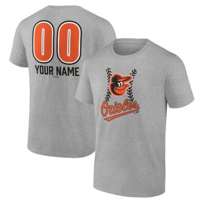 Baltimore Orioles  Heather Gray Personalized Name & Number Fastball Unisex T-Shirt Cotton Tee