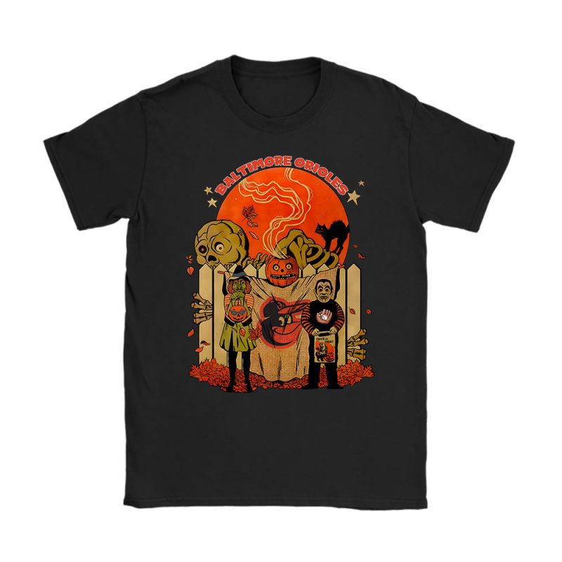 Baltimore Orioles x Halloween Horror Nights x Pumpkin Face Unisex T-Shirt Cotton Tee TAT15554