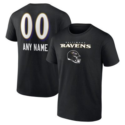 Baltimore Ravens Black Personalized Name & Number Team Wordmark Unisex T-Shirt Cotton Tee