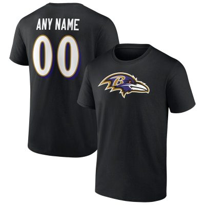 Baltimore Ravens Black Team Personalized Name & Number Unisex T-Shirt Cotton Tee