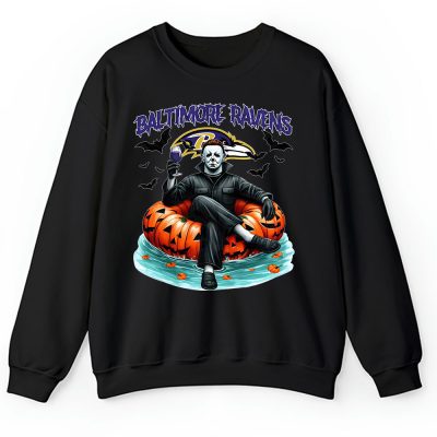 Baltimore Ravens x Halloween Horror x Michael Myers Masked Killer Unisex Sweatshirt TAS15558