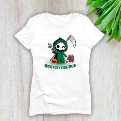 Boston Celtics x Grim Reaper Cute Spooky x NBA Halloween Lady T-Shirt Women Tee LTL15565