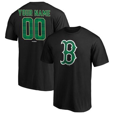 Boston Red Sox Black Emerald Plaid Personalized Name & Number Unisex T-Shirt Cotton Tee