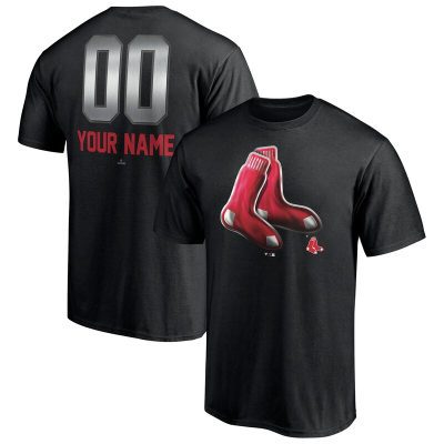 Boston Red Sox Black Personalized Name & Number Midnight Mascot Unisex T-Shirt Cotton Tee