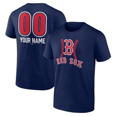 Boston Red Sox  Navy Personalized Name & Number Fastball Unisex T-Shirt Cotton Tee