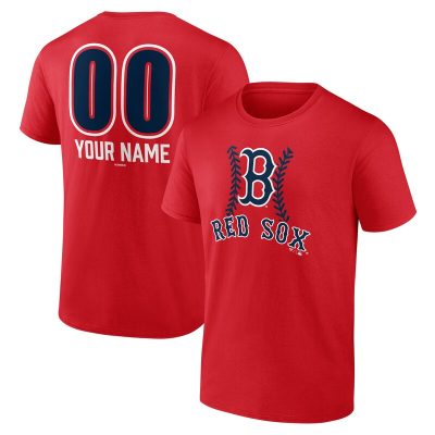 Boston Red Sox  Red Personalized Name & Number Fastball Unisex T-Shirt Cotton Tee