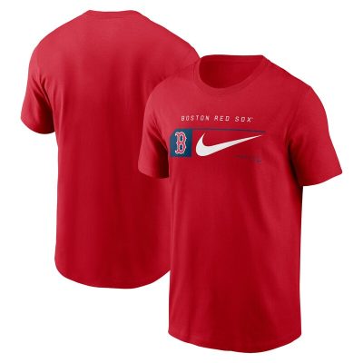 Boston Red Sox Red Team Swoosh Lockup Unisex T-Shirt Cotton Tee