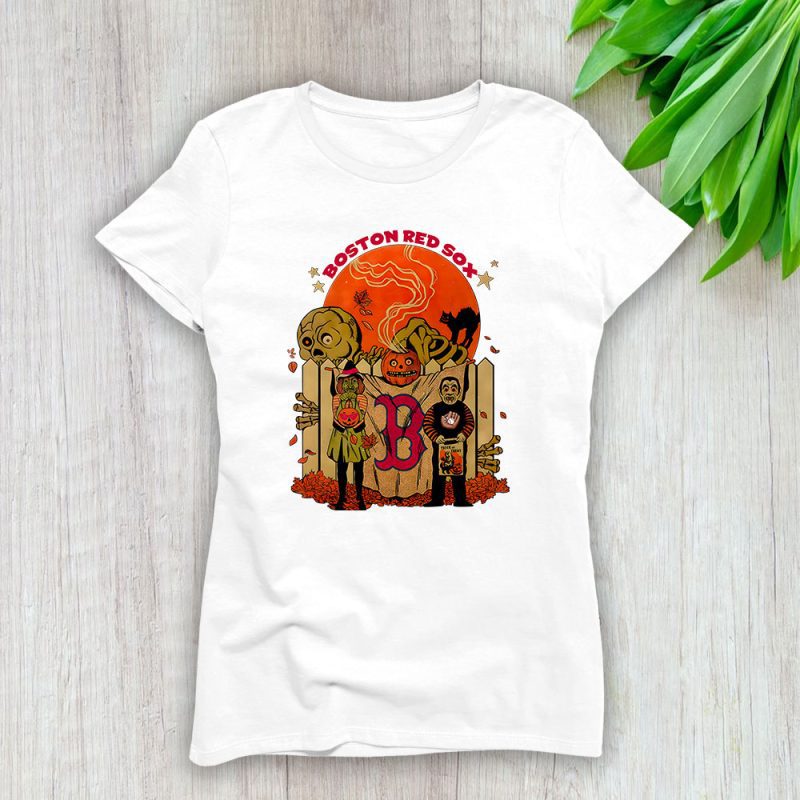 Boston Red Sox x Halloween Horror Nights x Pumpkin Face Lady T-Shirt Women Tee LTL15564