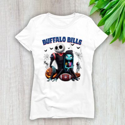 Buffalo Bills x Halloween NFL x Jack And Sally Lady T-Shirt Women Tee LTL16229