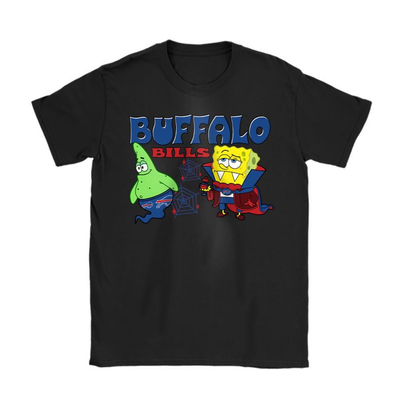 Buffalo Bills x Halloween NFL x Spongebob Vampirebob  Ghost Patrick Unisex T-Shirt Cotton Tee TAT16234