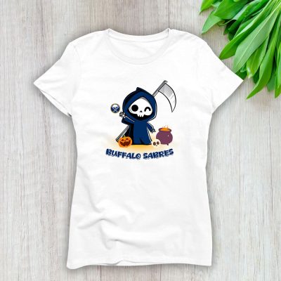 Buffalo Sabres x Grim Reaper Cute Spooky x NHL Halloween Lady T-Shirt Women Tee LTL15574