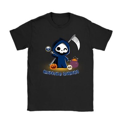 Buffalo Sabres x Grim Reaper Cute Spooky x NHL Halloween Unisex T-Shirt Cotton Tee TAT15574