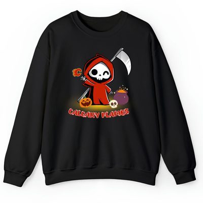 Calgary Flames x Grim Reaper Cute Spooky x NHL Halloween Unisex Sweatshirt TAS14723