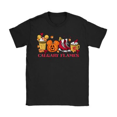 Calgary Flames x Halloween Horror Nights x Pumpkin Face Unisex T-Shirt Cotton Tee TAT14721