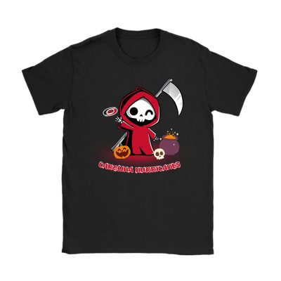 Carolina Hurricanes x Grim Reaper Cute Spooky x NHL Halloween Unisex T-Shirt Cotton Tee TAT15582