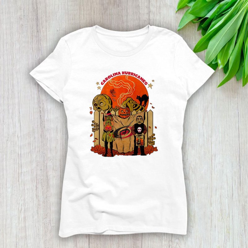 Carolina Hurricanes x Halloween Horror Nights x Pumpkin Face Lady T-Shirt Women Tee LTL15580