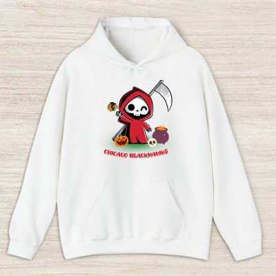 Chicago Blackhawks x Grim Reaper Cute Spooky x NHL Halloween Unisex Hoodie TAH14715