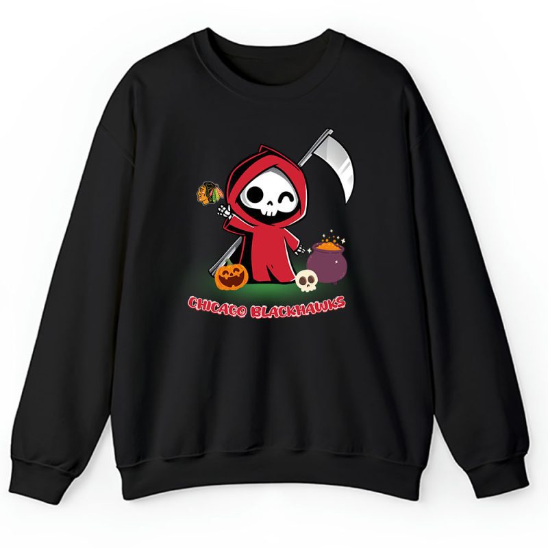 Chicago Blackhawks x Grim Reaper Cute Spooky x NHL Halloween Unisex Sweatshirt TAS14715