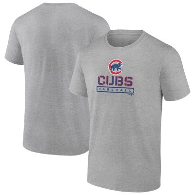 Chicago Cubs Heather Gray Evanston Stencil Unisex T-Shirt Cotton Tee