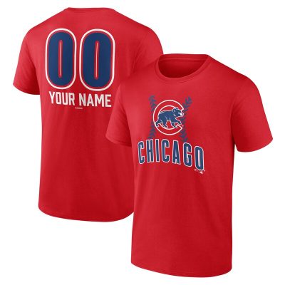 Chicago Cubs  Red Personalized Name & Number Fastball Unisex T-Shirt Cotton Tee