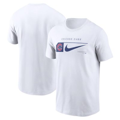 Chicago Cubs White Team Swoosh Lockup Unisex T-Shirt Cotton Tee