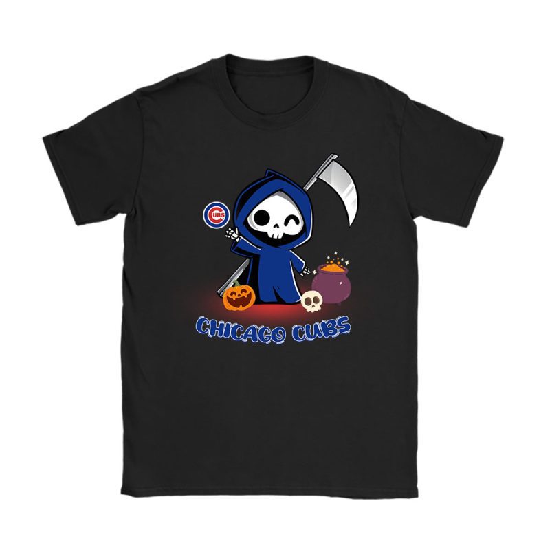 Chicago Cubs x Grim Reaper Cute Spooky x MLB Halloween Unisex T-Shirt Cotton Tee TAT14731