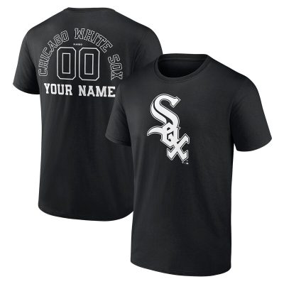 Chicago White Sox Black Monochrome Personalized Name & Number Unisex T-Shirt Cotton Tee