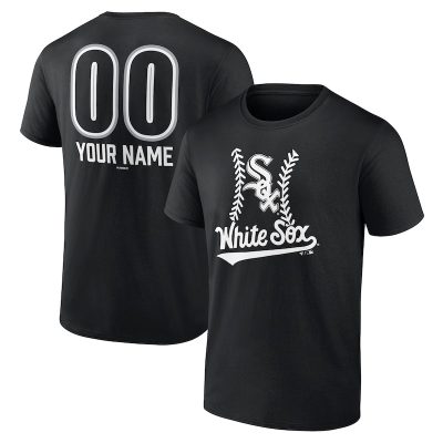 Chicago White Sox  Black Personalized Name & Number Fastball Unisex T-Shirt Cotton Tee