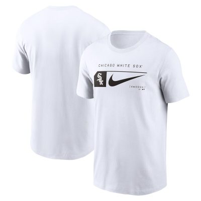 Chicago White Sox White Team Swoosh Lockup Unisex T-Shirt Cotton Tee