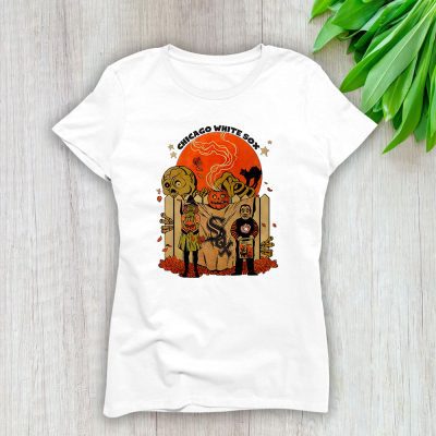 Chicago White Sox x Halloween Horror Nights x Pumpkin Face Lady T-Shirt Women Tee LTL14738