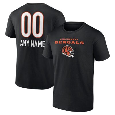 Cincinnati Bengals Black Personalized Name & Number Team Wordmark Unisex T-Shirt Cotton Tee