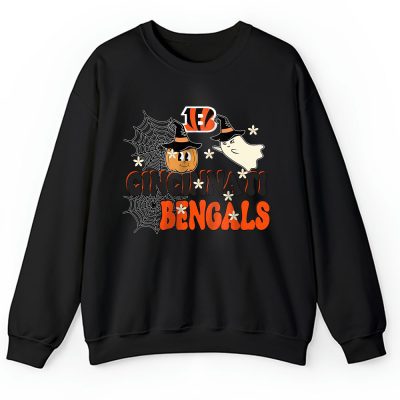 Cincinnati Bengals x Happy Halloween NFL x Cute Ghost With Pumpkin Face Unisex Sweatshirt TAS16287