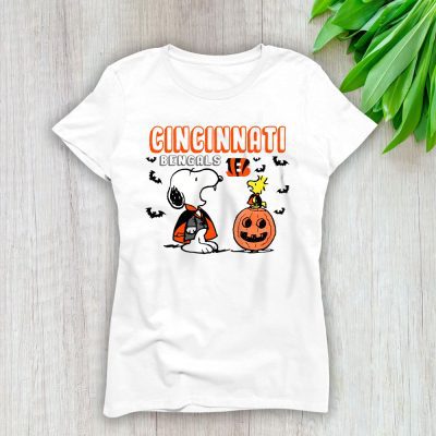 Cincinnati Bengals x Happy Halloween NFL x Snoopy Copy Lady T-Shirt Women Tee LTL15212