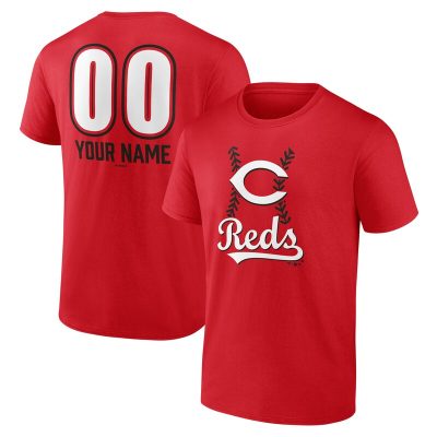 Cincinnati Reds  Red Personalized Name & Number Fastball Unisex T-Shirt Cotton Tee