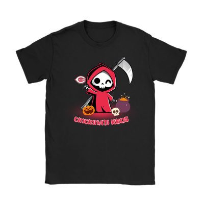 Cincinnati Reds x Grim Reaper Cute Spooky x MLB Halloween Unisex T-Shirt Cotton Tee TAT15601