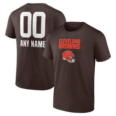 Cleveland Browns Brown Personalized Name & Number Team Wordmark Unisex T-Shirt Cotton Tee