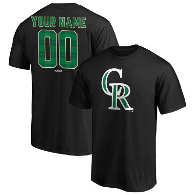 Colorado Rockies Black Emerald Plaid Personalized Name & Number Unisex T-Shirt Cotton Tee