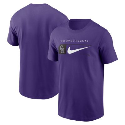 Colorado Rockies Purple Team Swoosh Lockup Unisex T-Shirt Cotton Tee