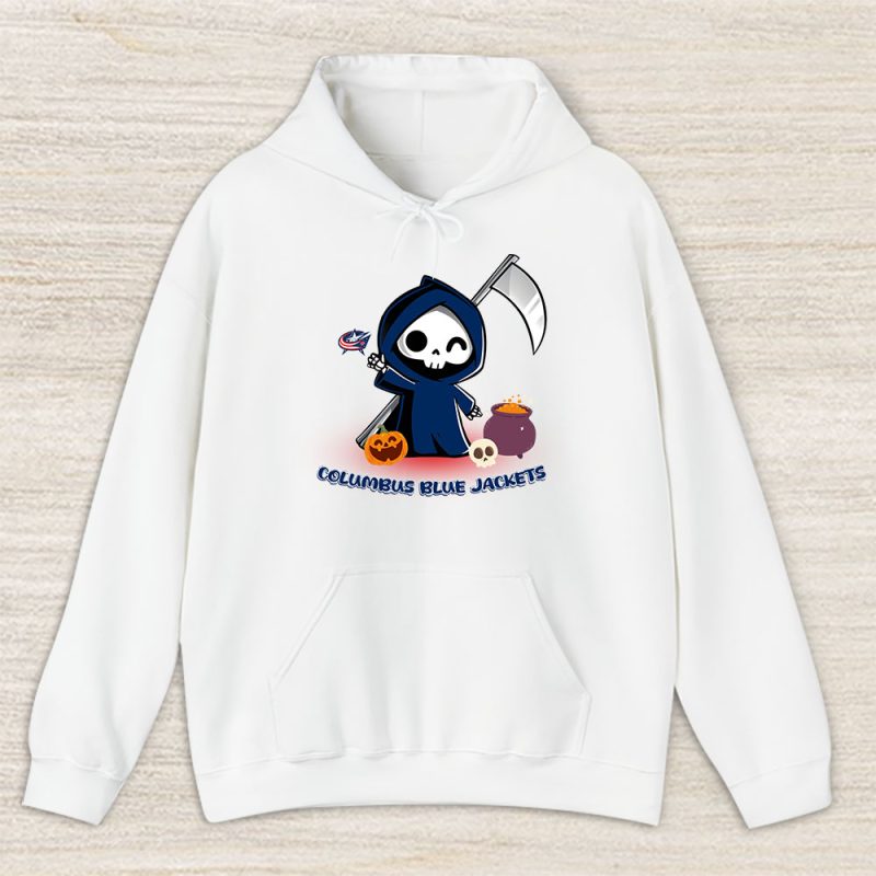 Columbus Blue Jackets x Grim Reaper Cute Spooky x NHL Halloween Unisex Hoodie TAH14719