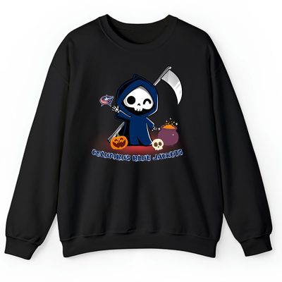 Columbus Blue Jackets x Grim Reaper Cute Spooky x NHL Halloween Unisex Sweatshirt TAS14719