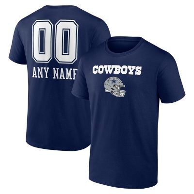 Dallas Cowboys Navy Personalized Name & Number Team Wordmark Unisex T-Shirt Cotton Tee