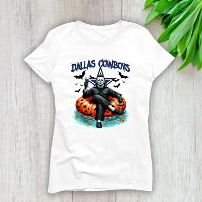 Dallas Cowboys x Halloween Horror x Michael Myers Masked Killer Lady T-Shirt Women Tee LTL14756