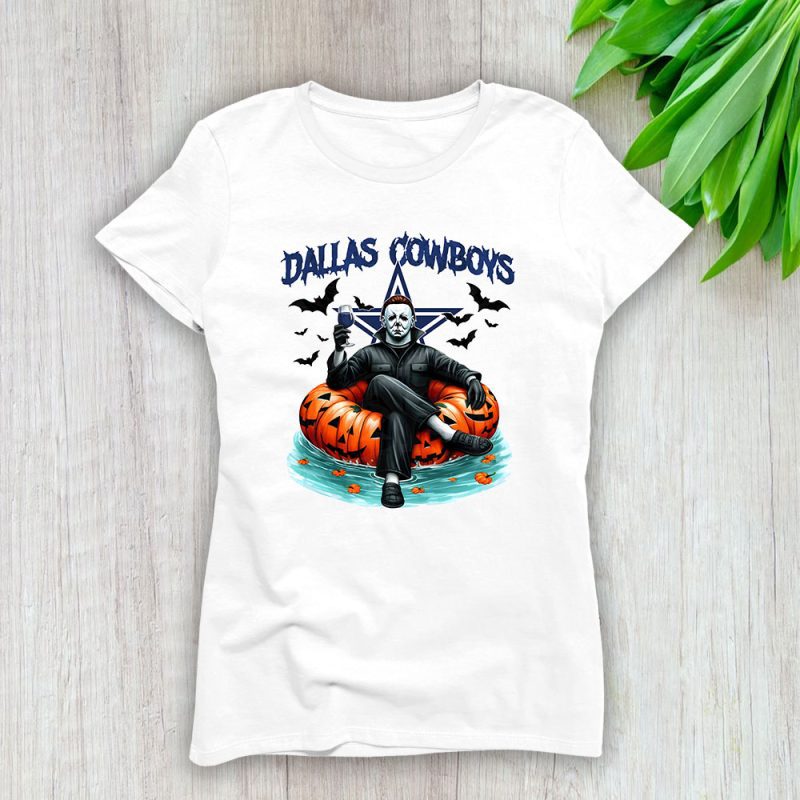 Dallas Cowboys x Halloween Horror x Michael Myers Masked Killer Lady T-Shirt Women Tee LTL14756