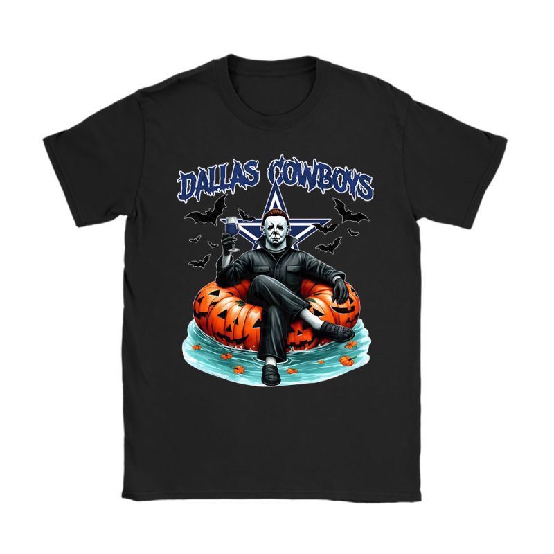 Dallas Cowboys x Halloween Horror x Michael Myers Masked Killer Unisex T-Shirt Cotton Tee TAT14756