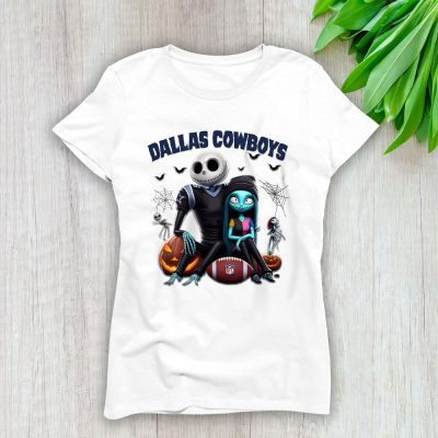 Dallas Cowboys x Halloween NFL x Jack And Sally Lady T-Shirt Women Tee LTL16319